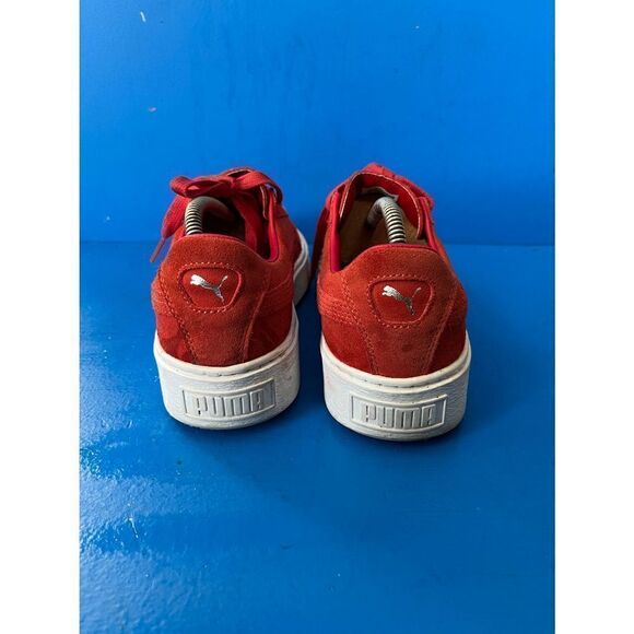 Puma Suede Platform Orange Leather Womens Lace Up Trainers 362223 03 - Picture 3 of 6